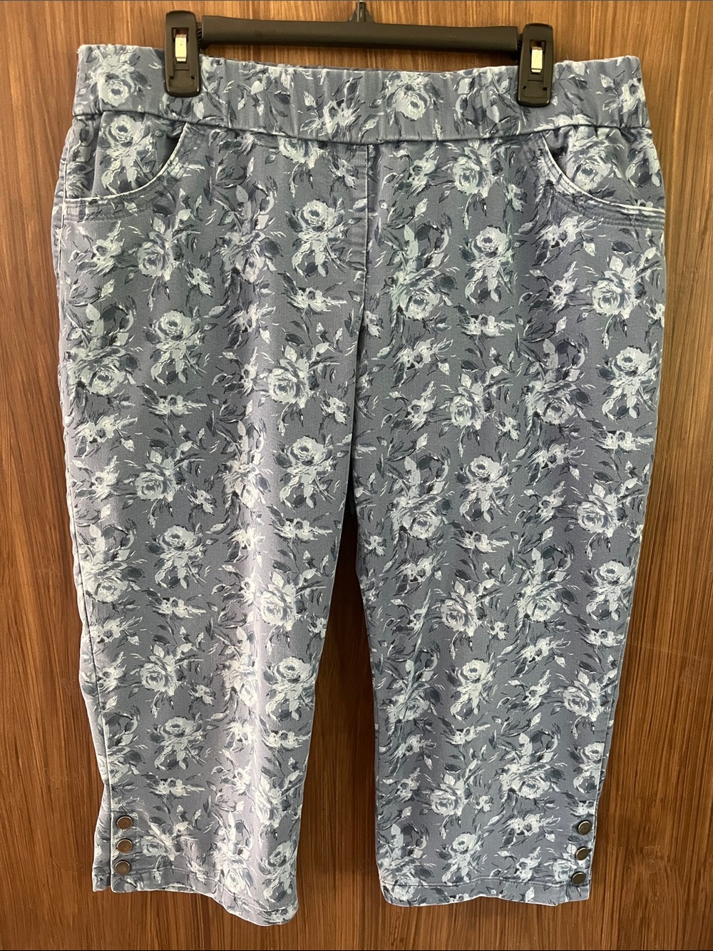 Coral Bay Blue Floral Print Capris